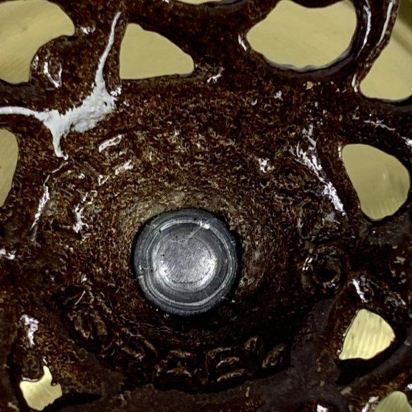 Vintage Oppenheim Gold Tone Enamel Brass Scorpio Print Saccharin Dispenser w/Lid - Picture 4 of 6